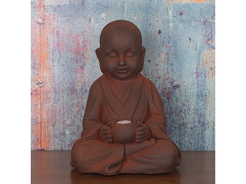 Bouddha en magnésie avec bougeoir intégré