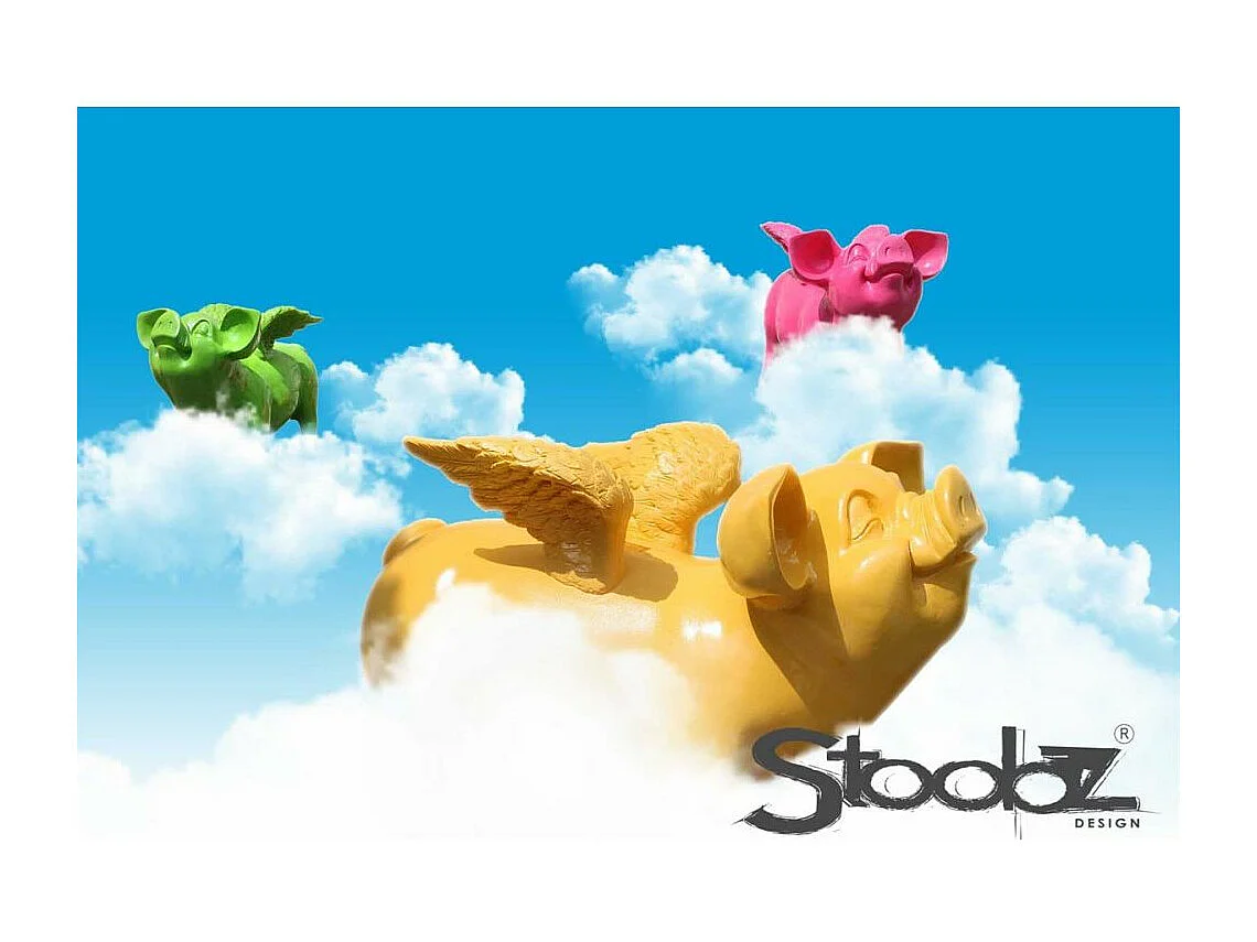 Sparschwein mit Flügeln aus Kunstharz 14 x 25 x 15 cm