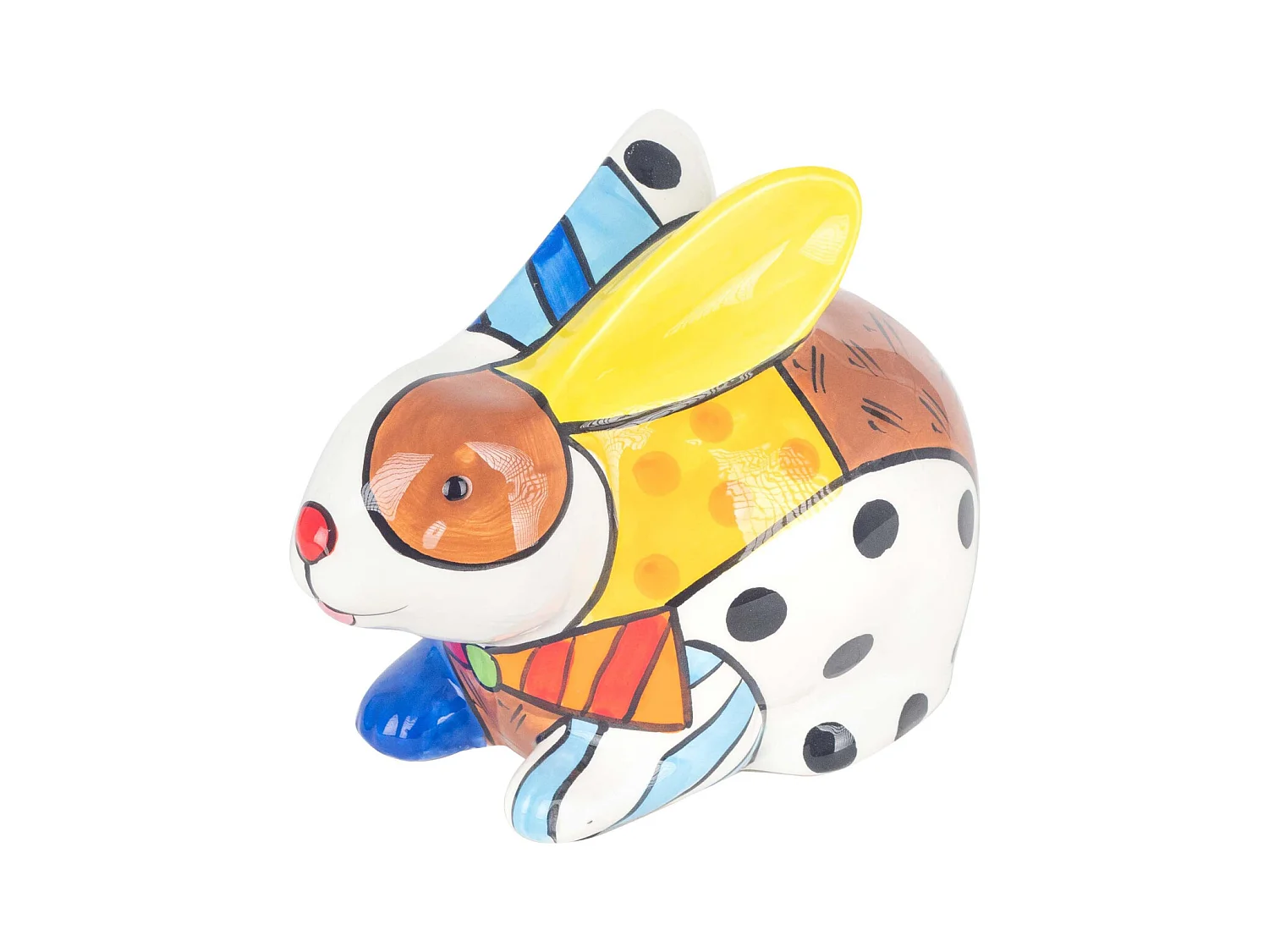 Tirelire en dolomite peinture multicolore Lapin