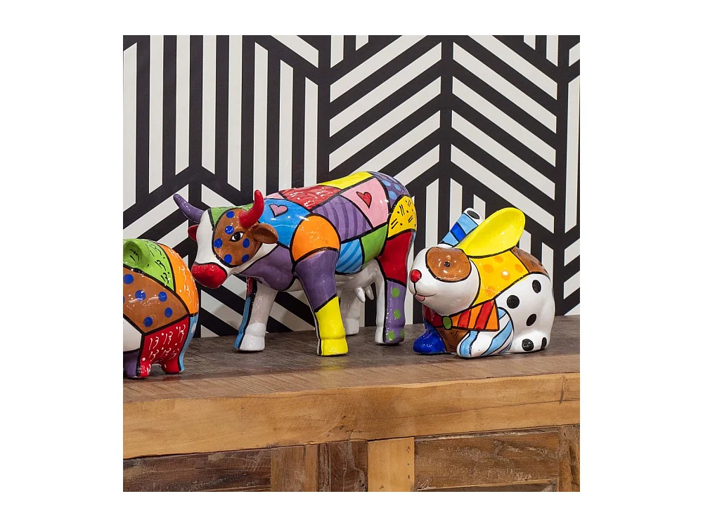 Tirelire en dolomite peinture multicolore Lapin