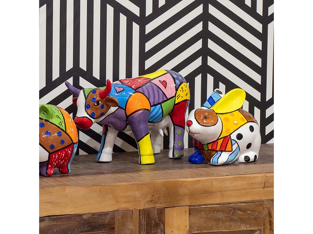 Tirelire en dolomite peinture multicolore Lapin