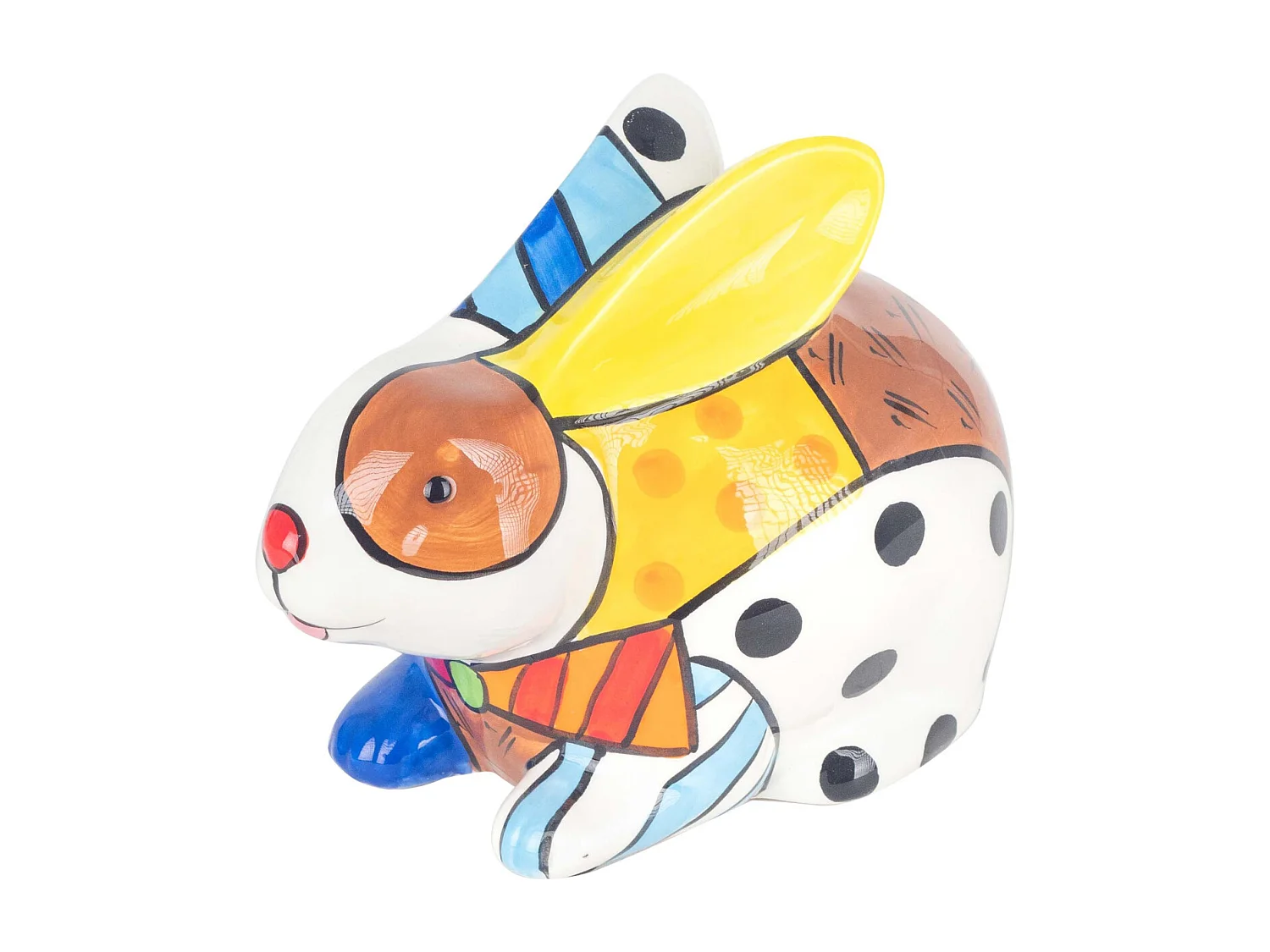 Tirelire en dolomite peinture multicolore Lapin