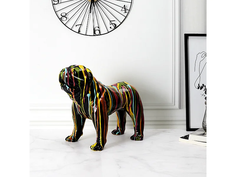 Molosse Noir Coulures H50cm Multicolore