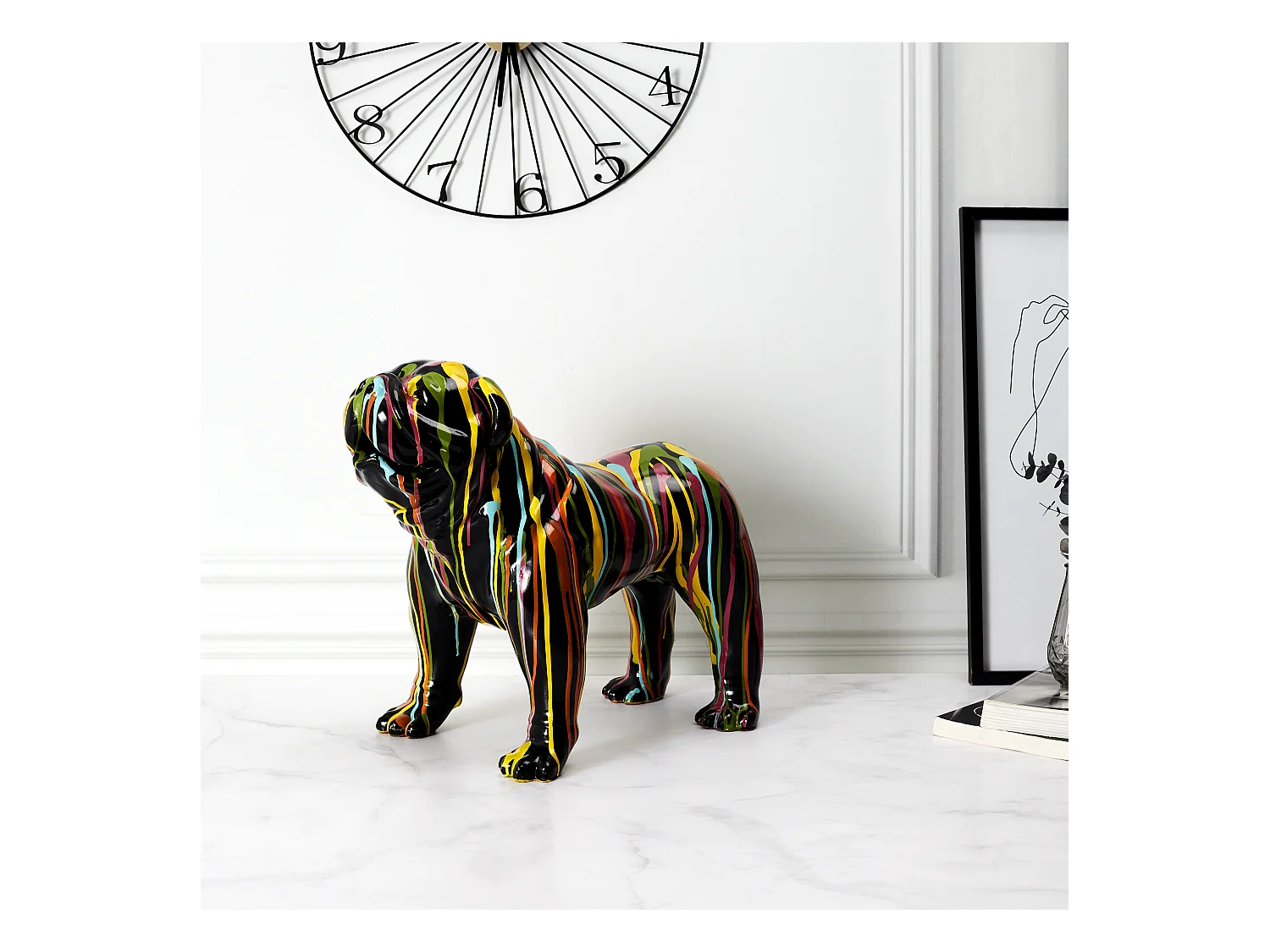 Molosse Noir Coulures H50cm Multicolore