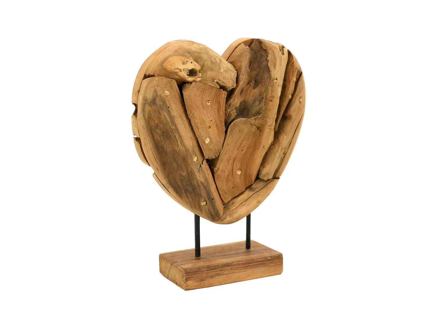 Coeur en teck sur socle Grand modèle