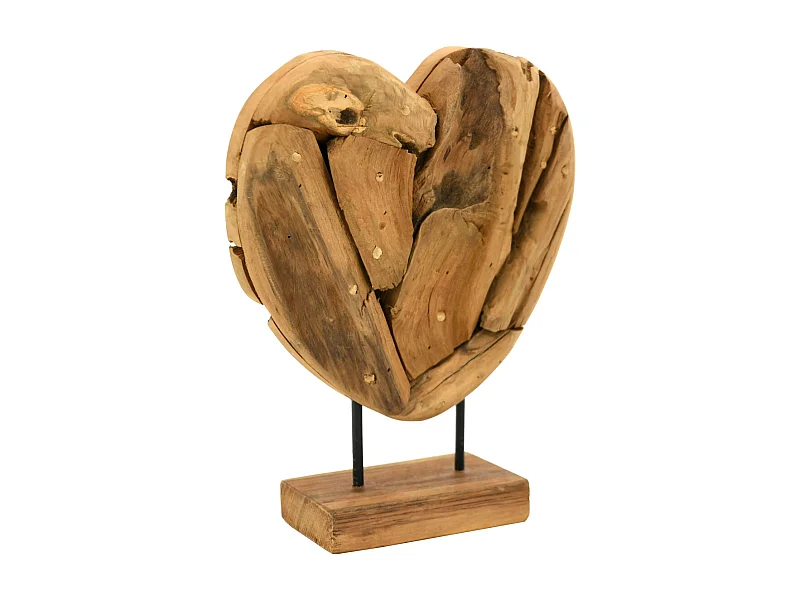 Coeur en teck sur socle Grand modèle