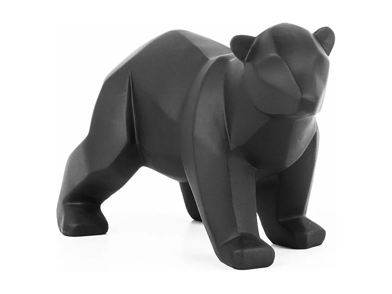 Petit ours en résine mat Origami Noir