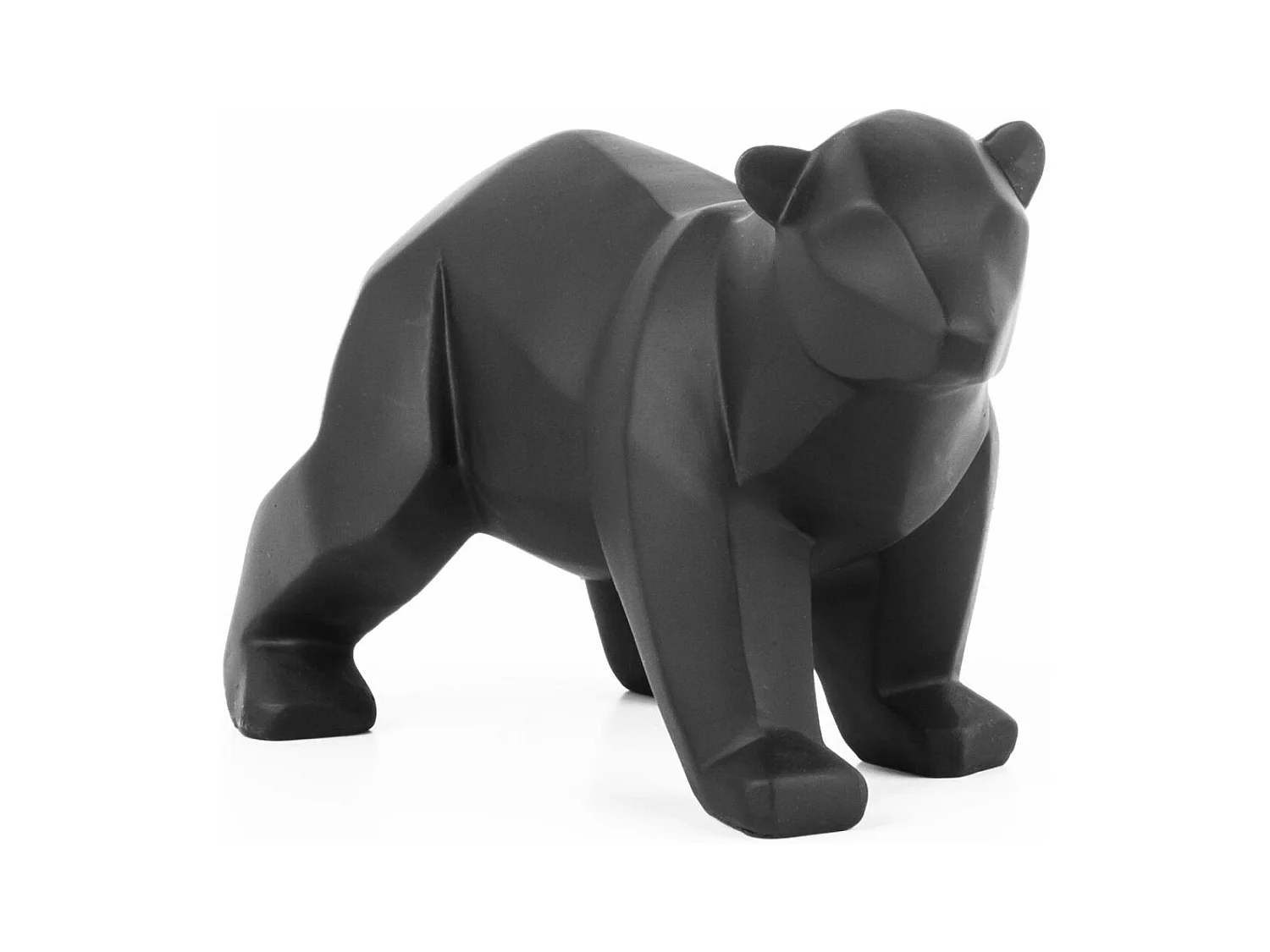 Petit ours en résine mat Origami Noir