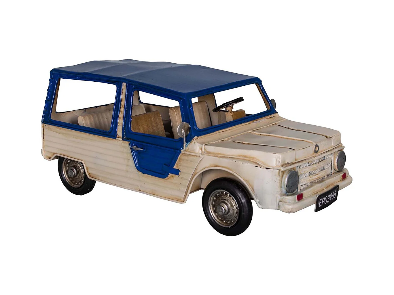 Citroen Mehari en fer blanc et bleu