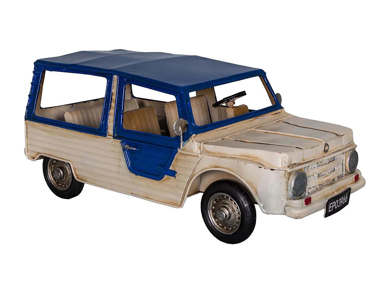 Citroen Mehari en fer blanc et bleu