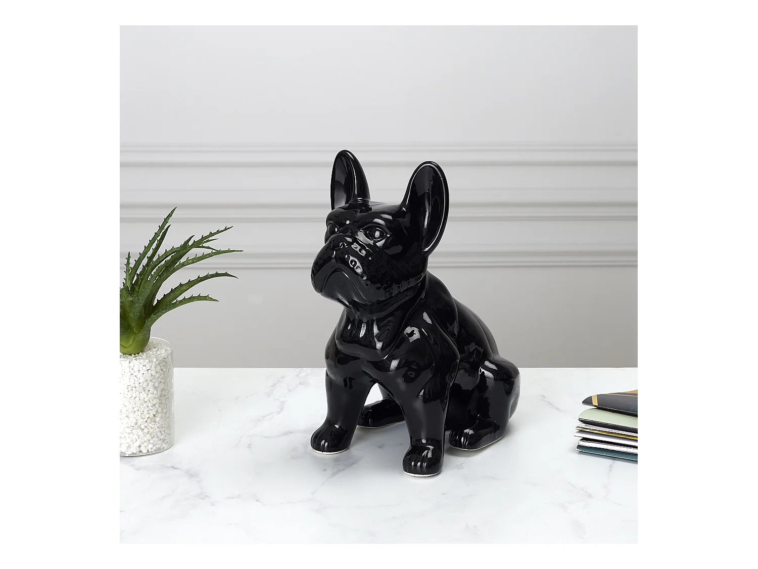 Bulldog Ceramique Noir 20cm Noir