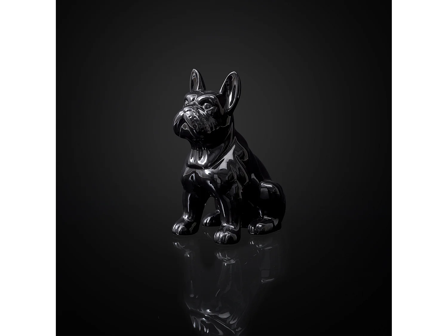 Statuette - HOME DECO FACTORY - Bulldog - Céramique - Multicolore - Noir