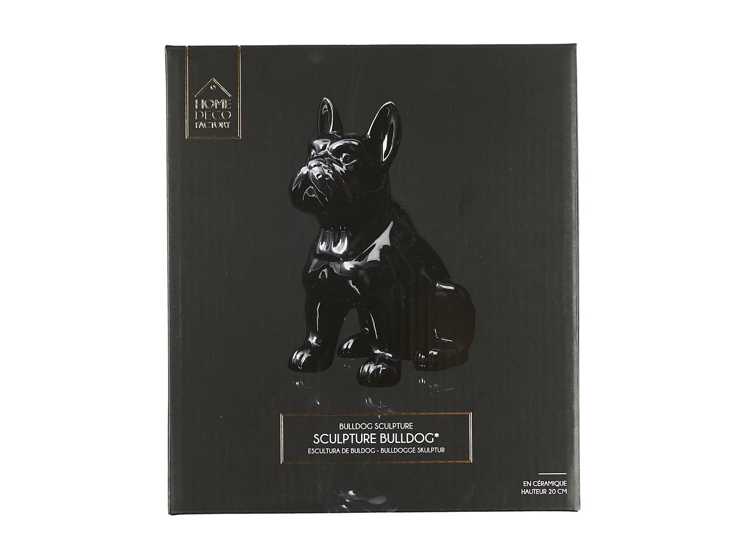 Statuette - HOME DECO FACTORY - Bulldog - Céramique - Multicolore - Noir