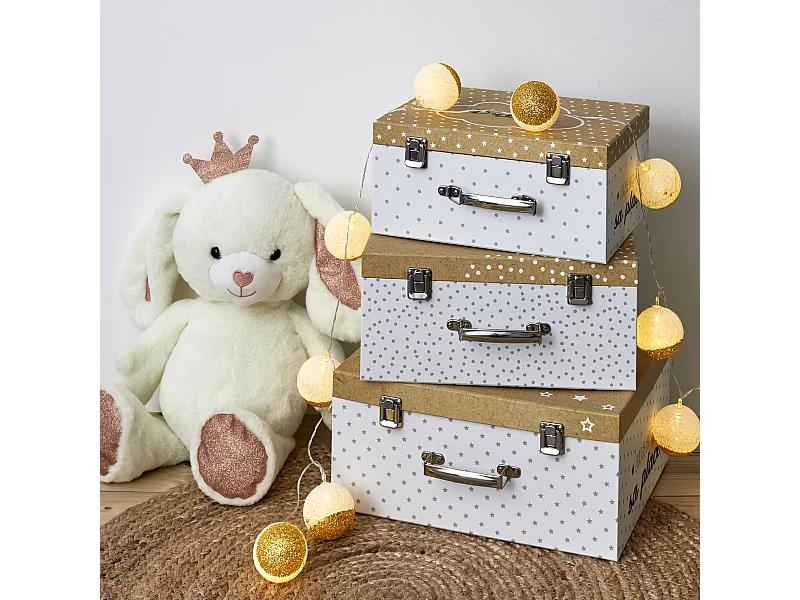 Valisette En Papier X3 Blanc, Marron, Gris