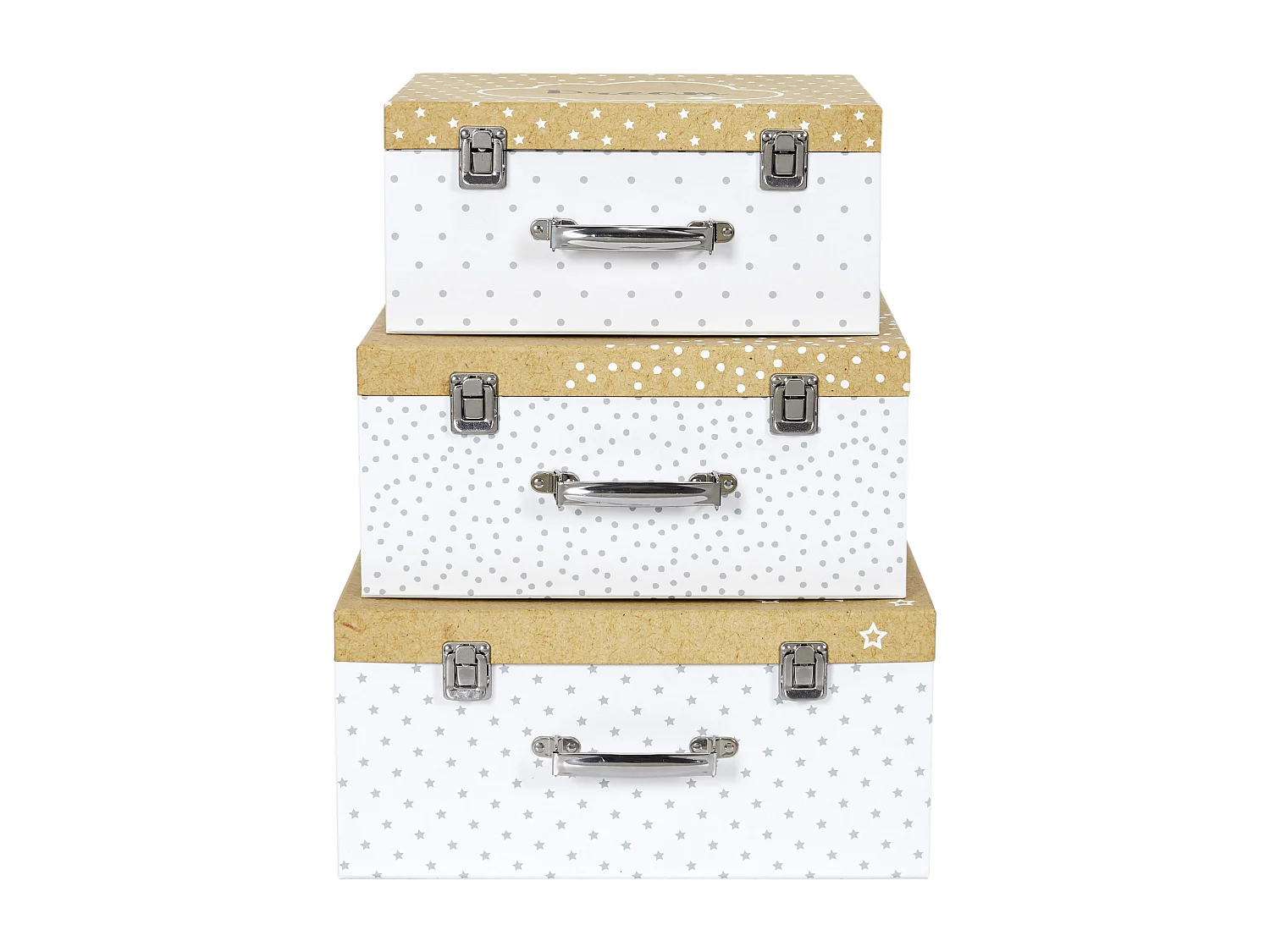 Valisette En Papier X3 Blanc, Marron, Gris