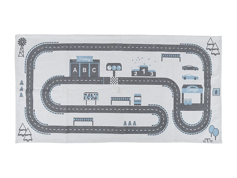 Tappeto per bambini in cotone 140x70 cm Circuito automobilistico