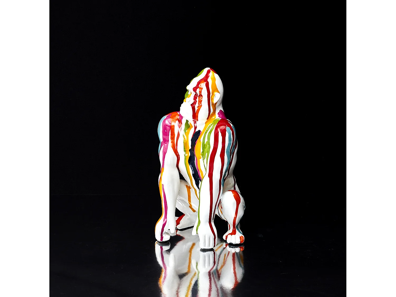 Gorille Deco Blanc Rainbow 24cm Blanc, Jaune, Rouge, Bleu, Vert