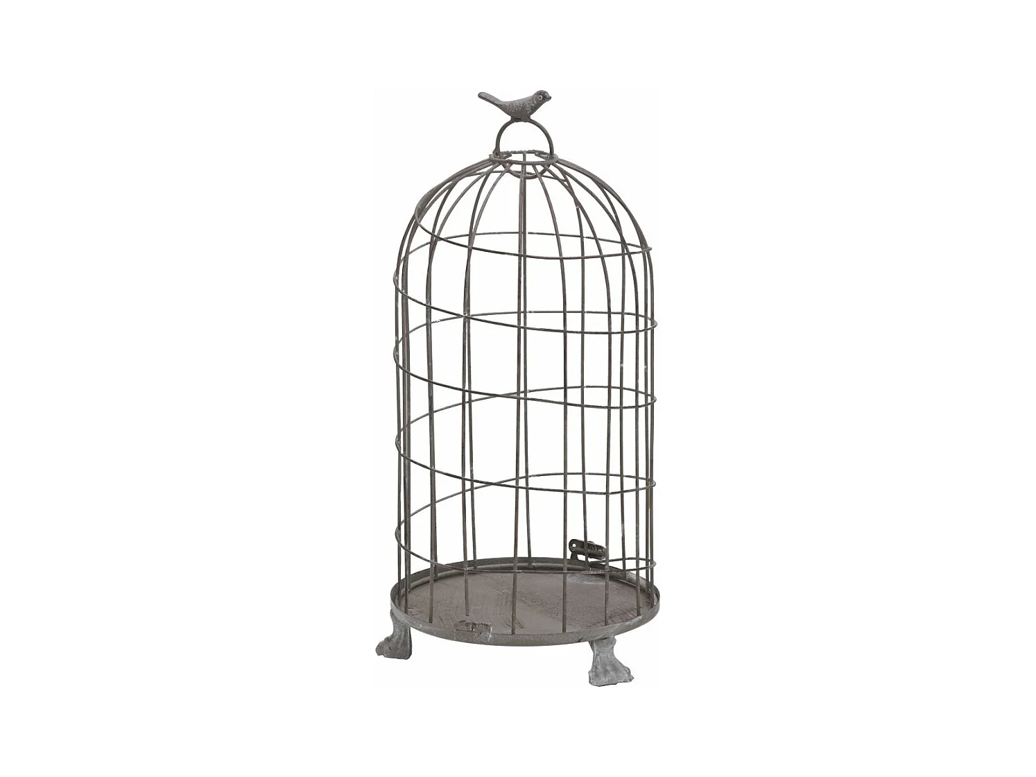Cages en métal gris blanchi (Lot de 2)