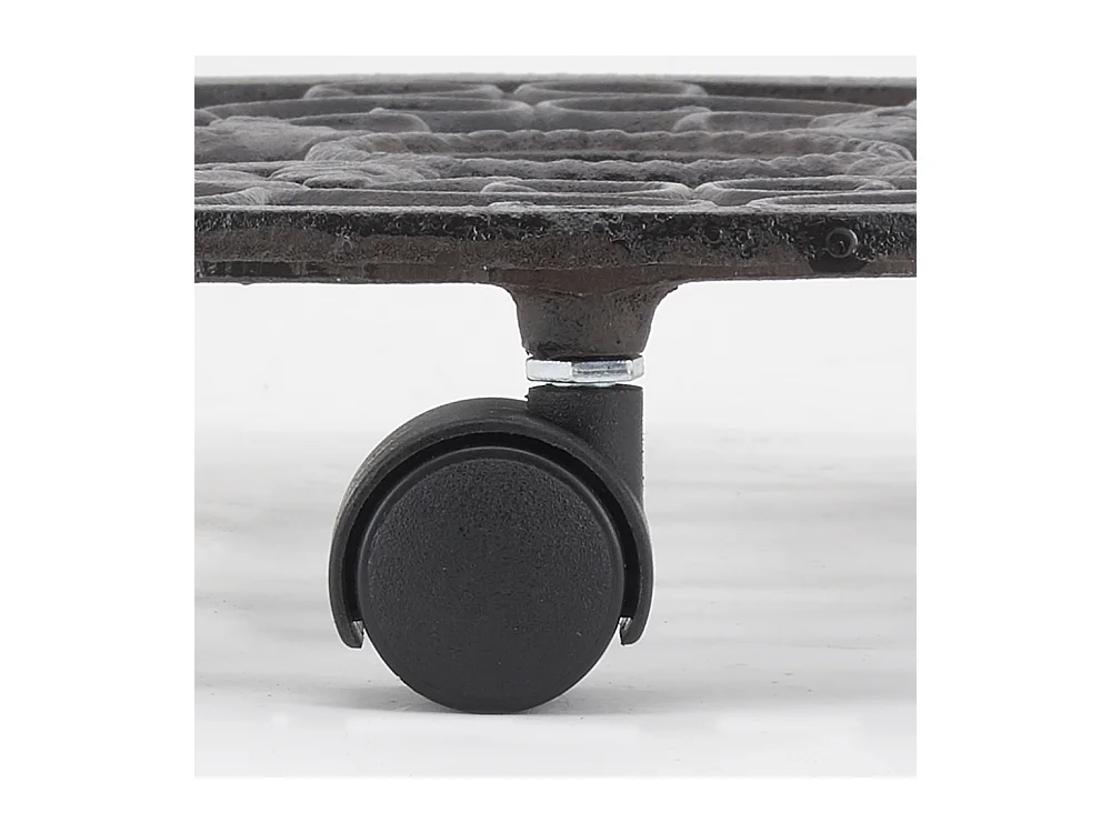 Support à roulettes en fonte pour pot de fleurs