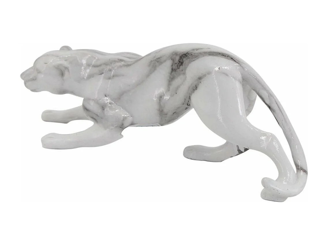 Léopard en résine effet marbre blanc