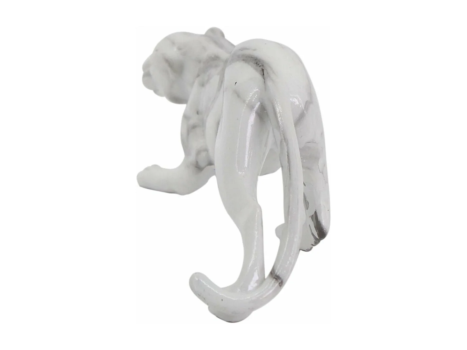 Léopard en résine effet marbre blanc