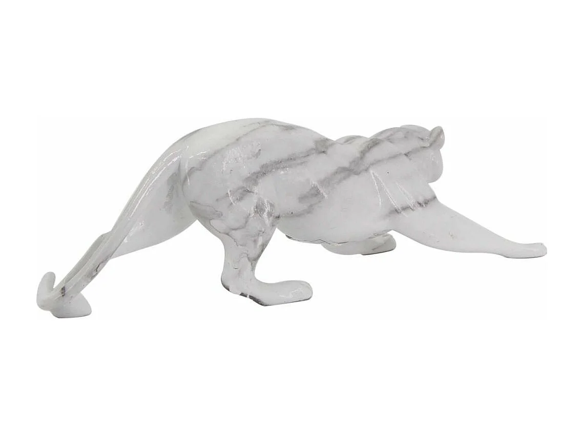 Léopard en résine effet marbre blanc