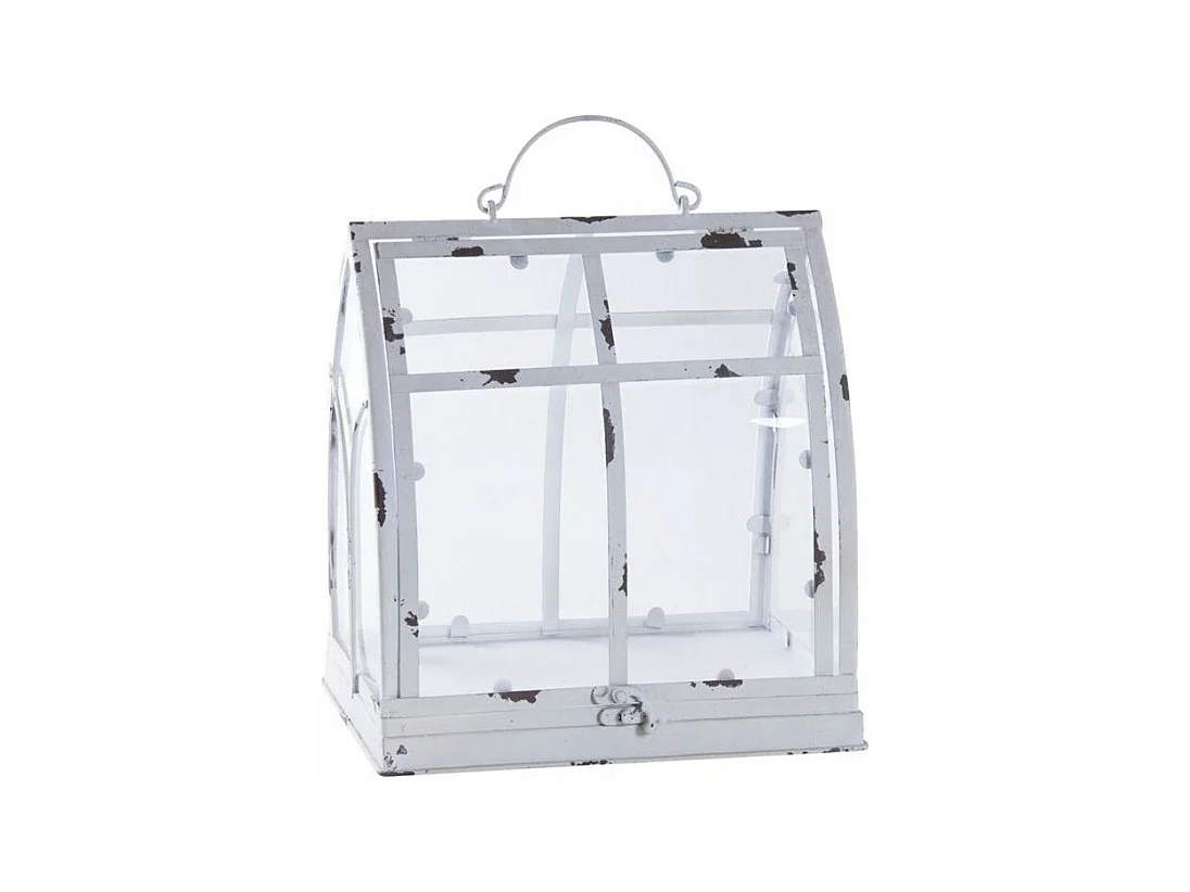 Serre en métal antique blanc et plexiglas