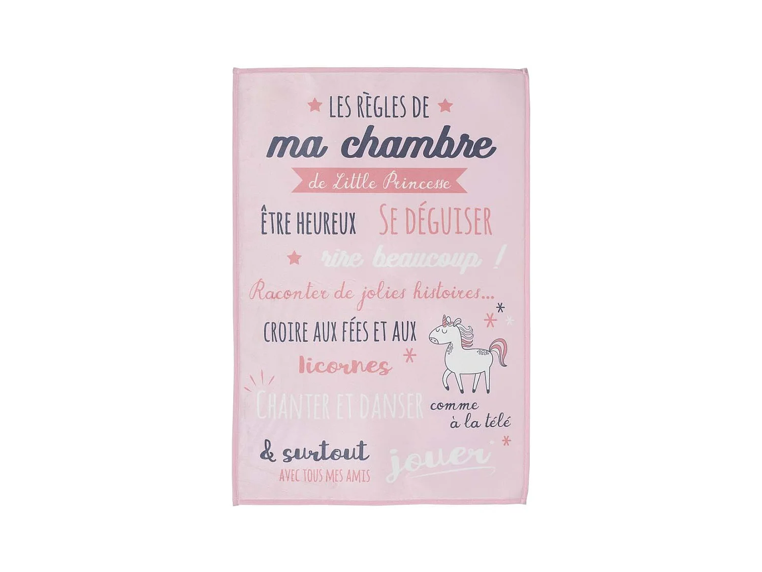Tapis Enfant "Règles de la Chambre" 60x90cm Rose
