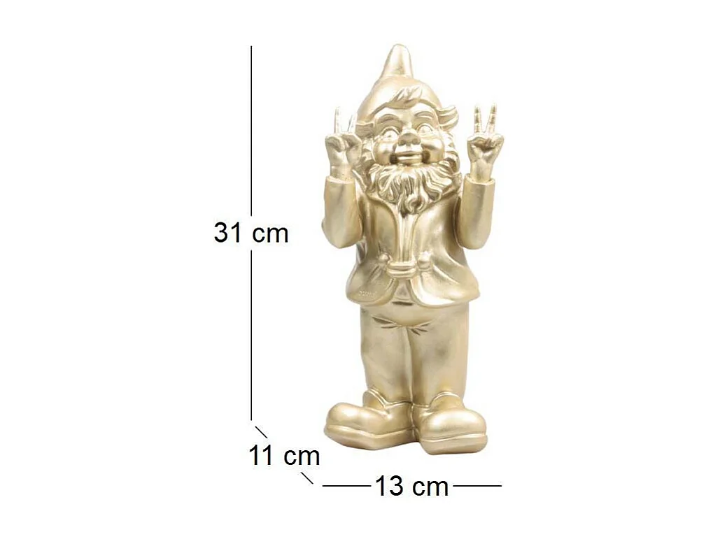 Nain de jardin en résine 13 x 11 x 31 cm Peace