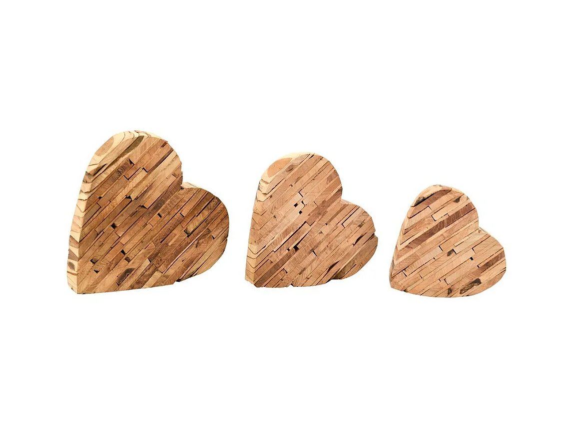 Coeurs à poser en bois (lot de 3)