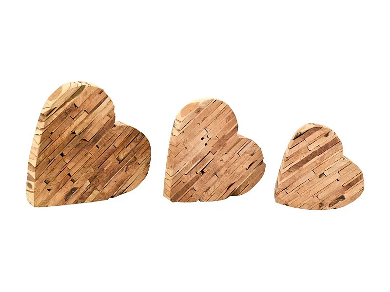 Coeurs à poser en bois (lot de 3)