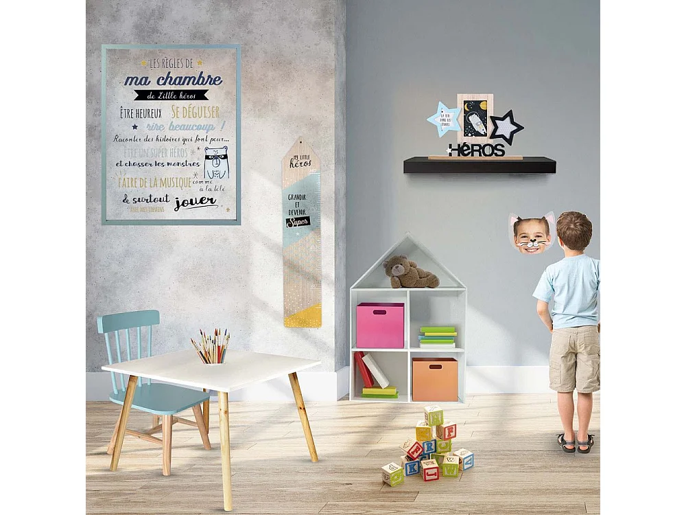 Cadre Déco Enfant "Règles Garçon" 40x60cm Bleu