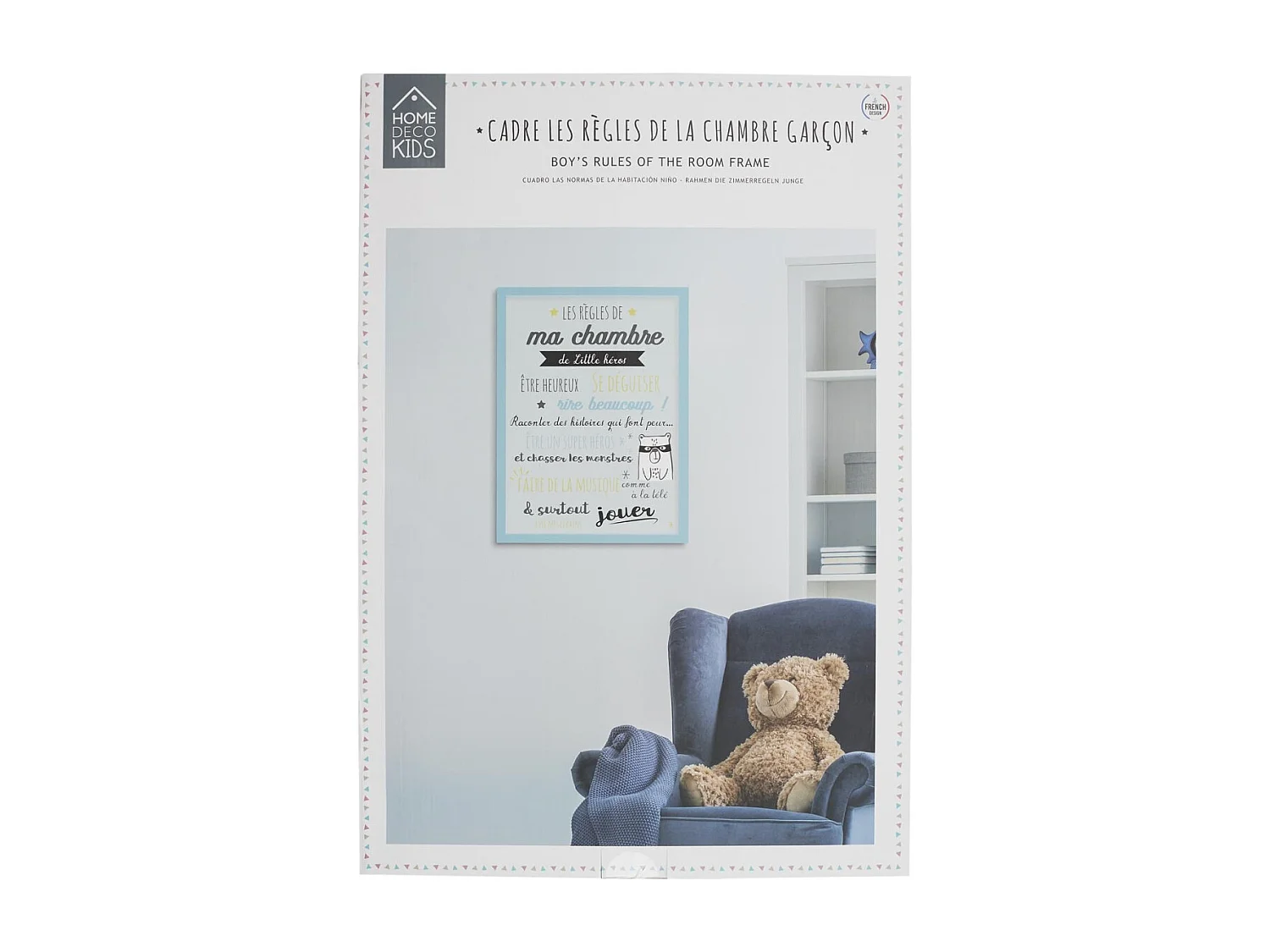 Cadre Déco Enfant "Règles Garçon" 40x60cm Bleu