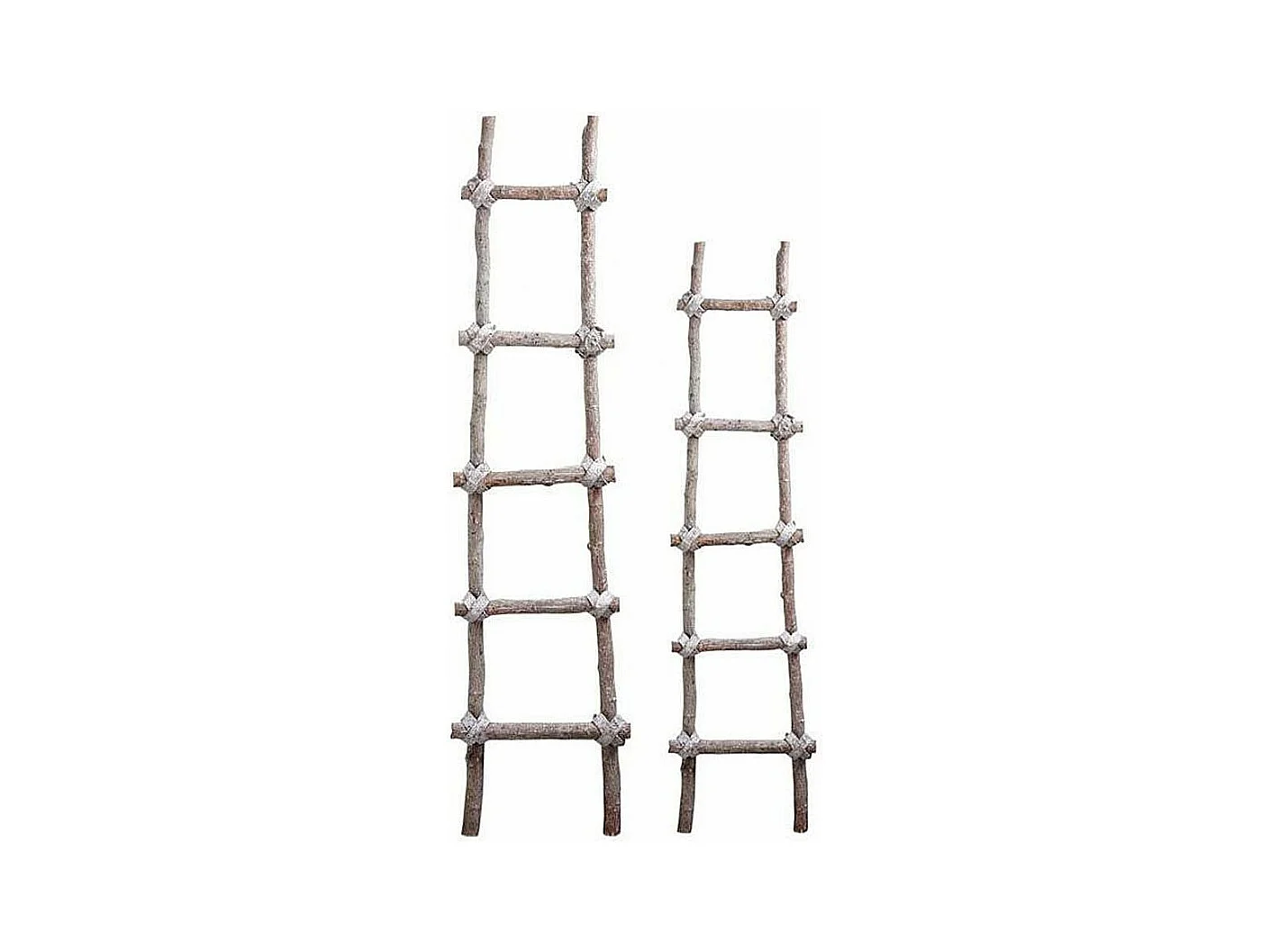 Echelle en bois patiné blanc (Lot de 2)