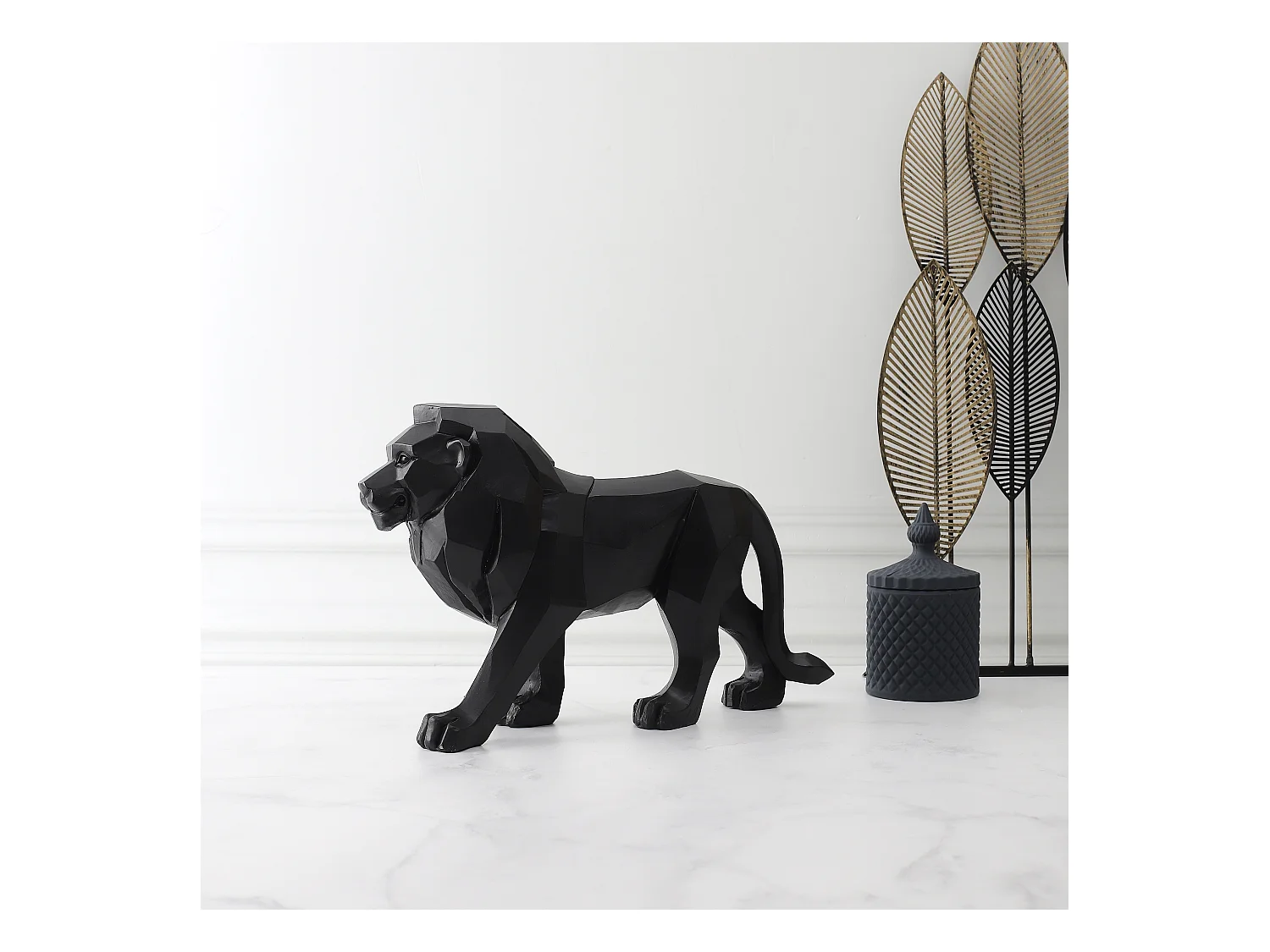 Lion Origami Noir L33cm Noir