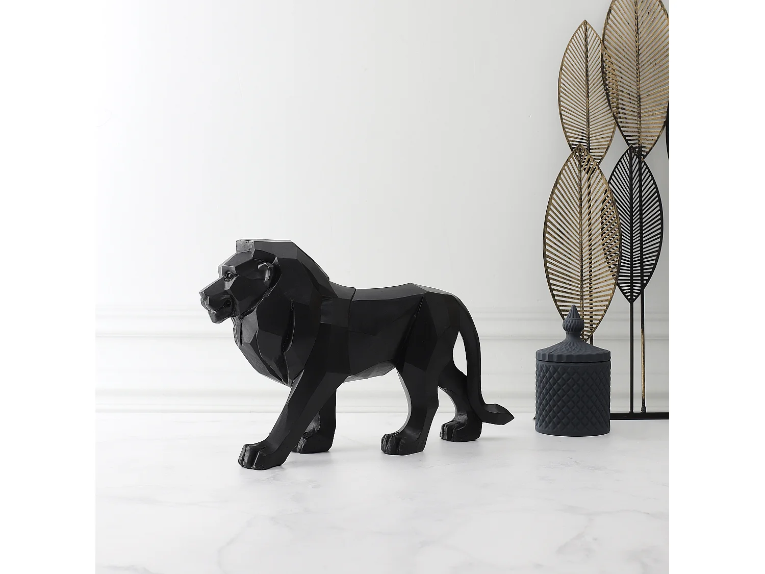 Lion Origami Noir L33cm Noir