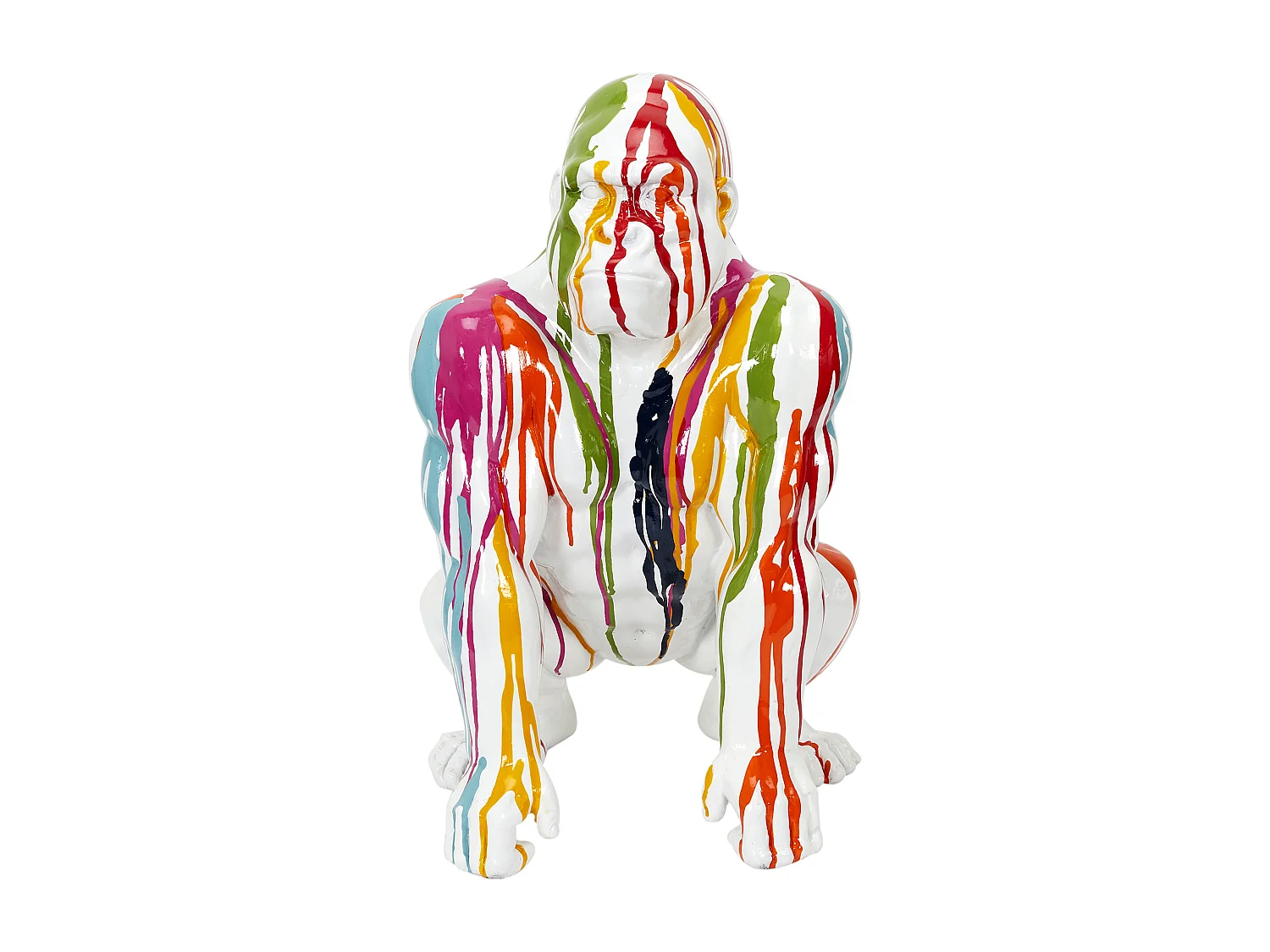 Gorille Blanc Rainbow Deco 46cm Blanc, Jaune, Bleu, Vert