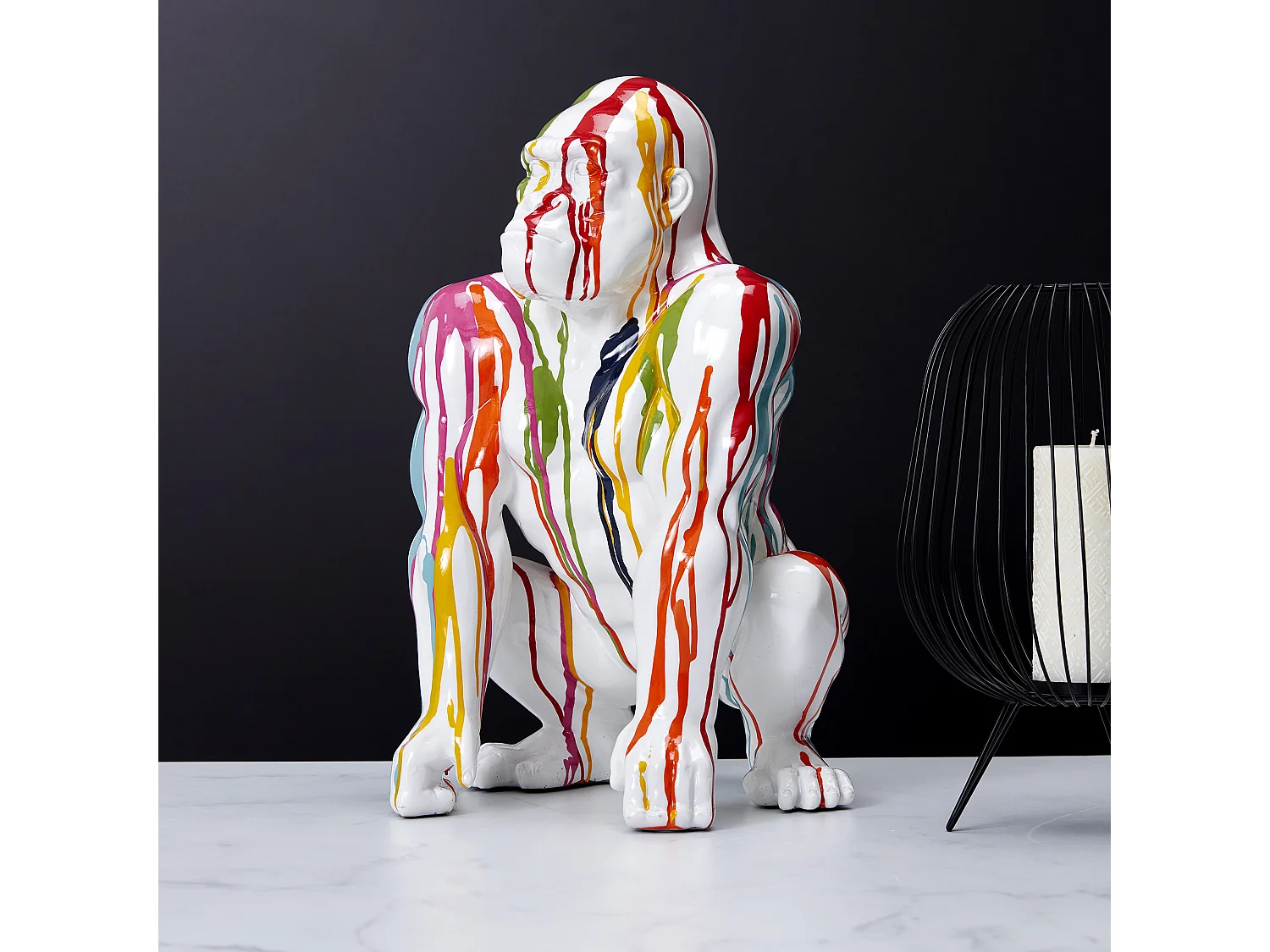 Kauernder Gorilla aus Kunstharz 46 cm