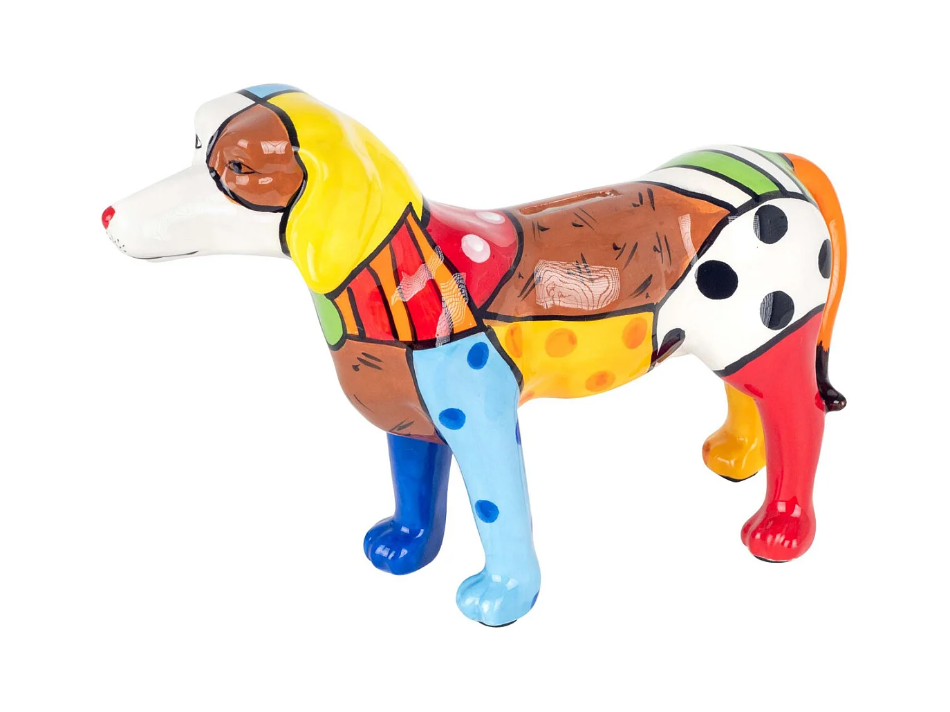 Tirelire en dolomite peinture multicolore Chien