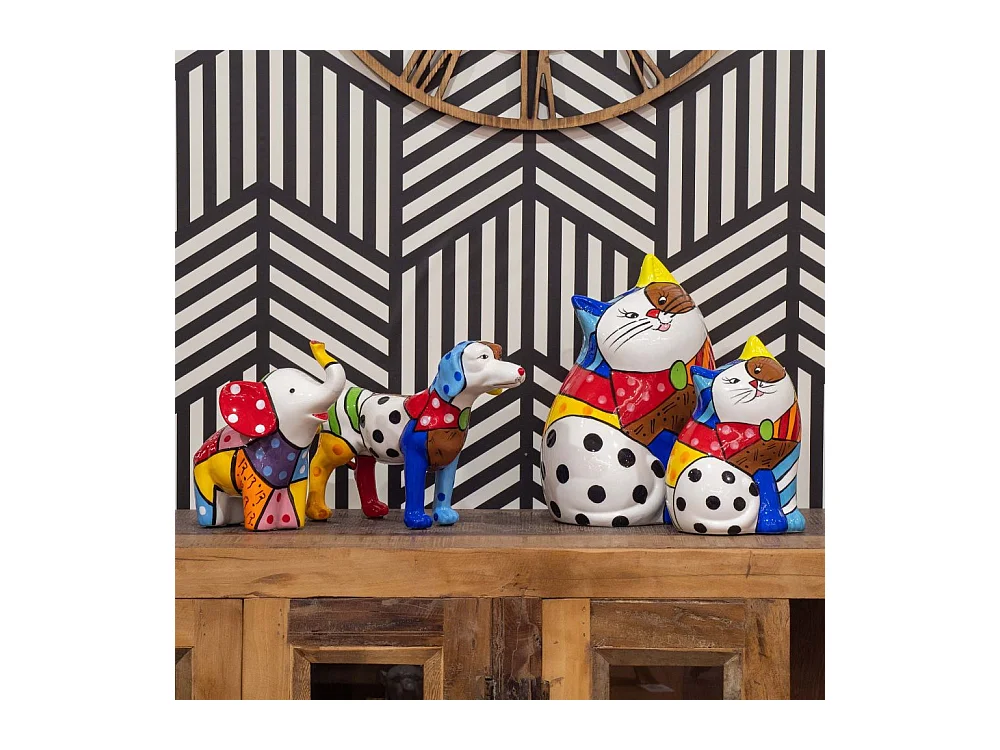 Tirelire en dolomite peinture multicolore Chien