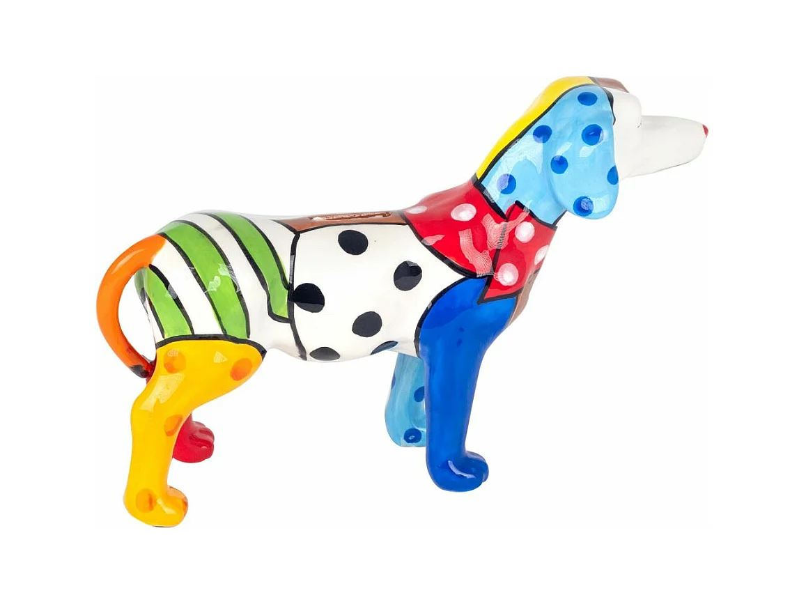 Tirelire en dolomite peinture multicolore Chien