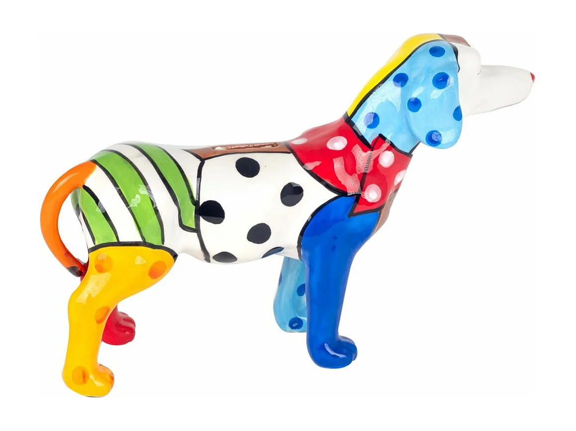 Tirelire en dolomite peinture multicolore Chien