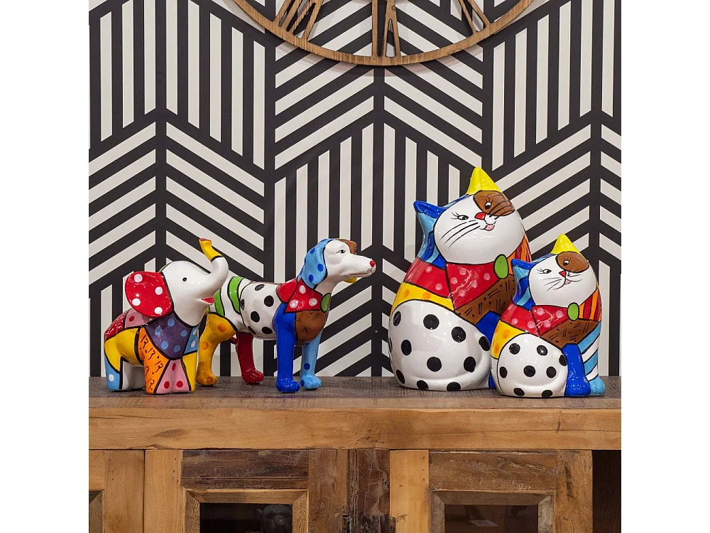 Tirelire en dolomite peinture multicolore Chien