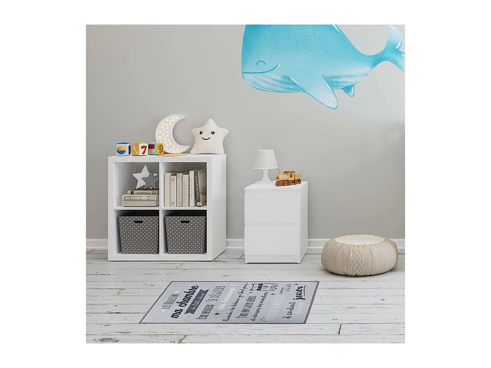 Tapis Enfant "Règles de la Chambre" 60x90cm Gris