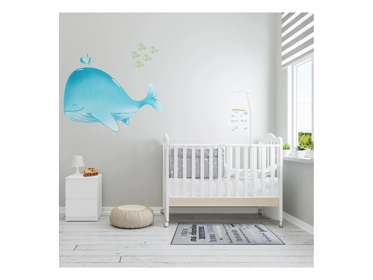 Tapis Enfant "Règles de la Chambre" 60x90cm Gris