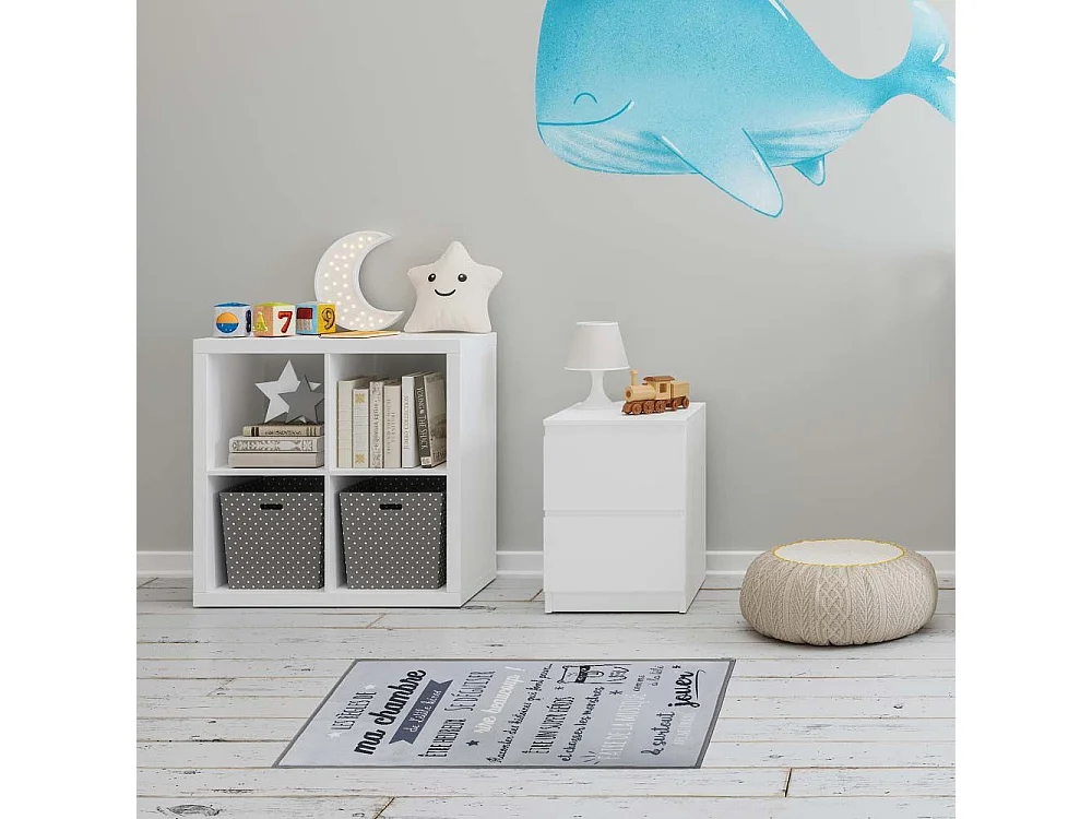 Tapis Enfant "Règles de la Chambre" 60x90cm Gris