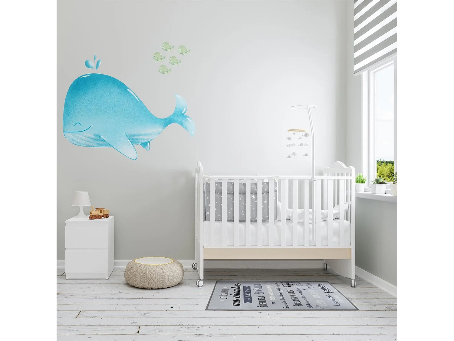 Tapis Enfant "Règles de la Chambre" 60x90cm Gris