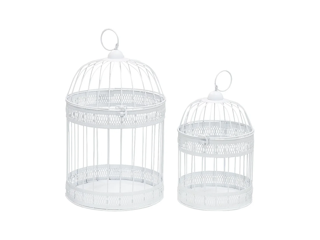 Cages en métal laqué blanc (Lot de 2)