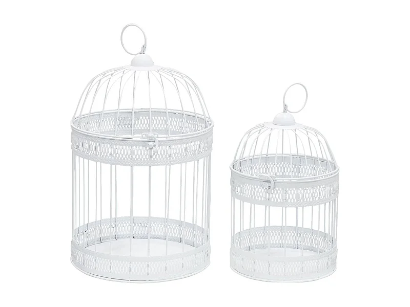 Cages en métal laqué blanc (Lot de 2)