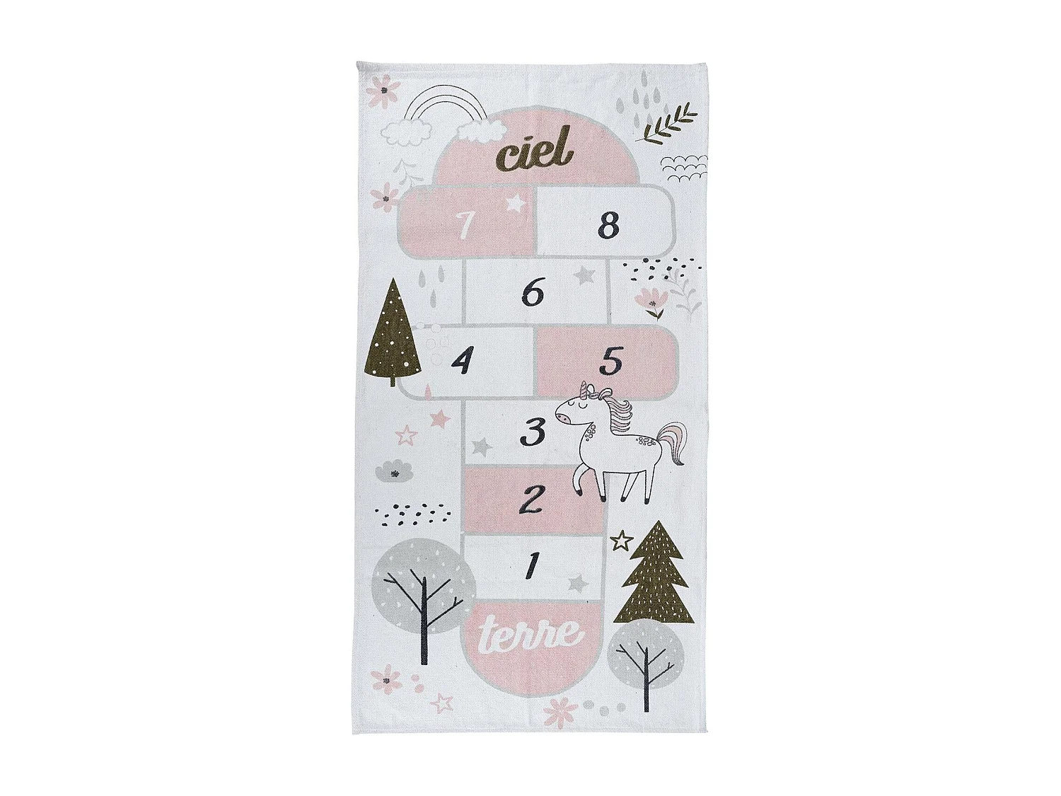 Tapis Marelle 140x70cm Blanc, Gris, Rose